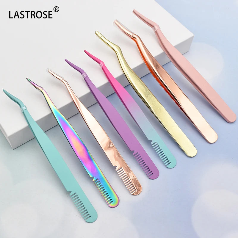 Wholesale OEM Logo High Quality Makeup Eye Lashes Tweezer Extension Tools Clip Applicator False Eyelashes Tweezers