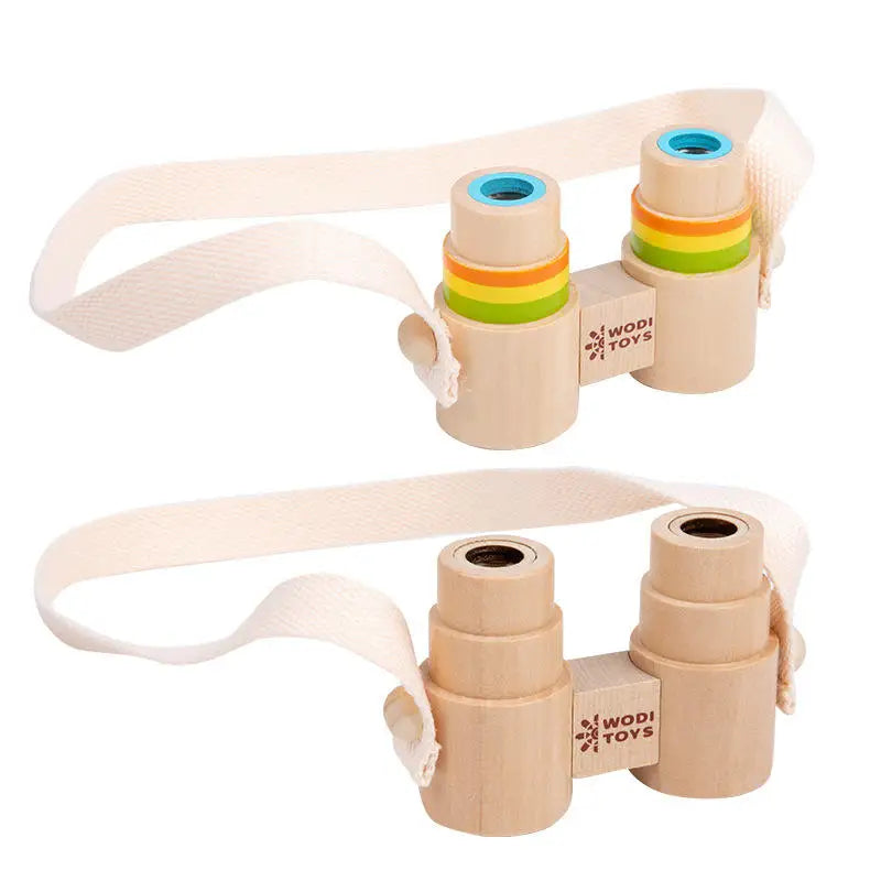 2026 New Arrival Custom Children Wooden Outdoor Play Science Telescope Game Educational Binoculars With Lenses Toys for Kids MegaBDM