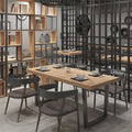 Modern Rectangular Solid Wood Slab Outdoor Dining Furniture for Cafe Restaurant Kitchen Hotel Villa-Villa Wooden Table Chairs