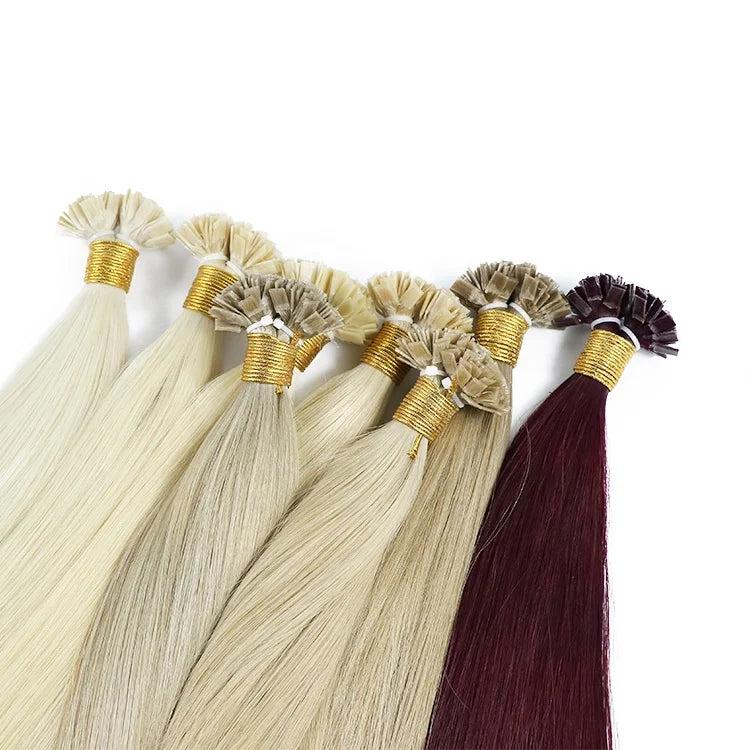 Super Double Drawn Human Hair Extensions Keratin Flat Tip Human Hair K Tips
