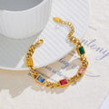 Beimai OEM Retro Gold Titanium Steel Bracelet Popular 18k Gold Plated Waterproof Colorful Zircon Main Material Stainless Steel