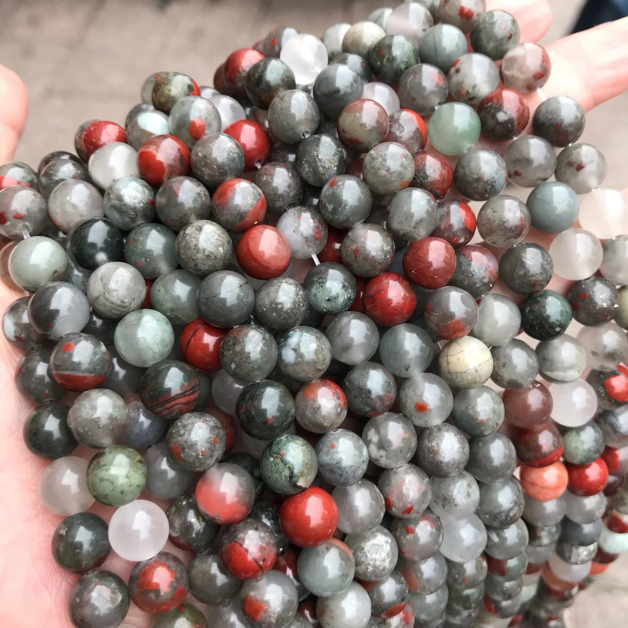 Colorful Natural Gemstone Beads Strands Beaded Chain Bracelet Round Strand Fit Bloodstone for Diy Jewelry Making