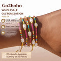 Go2boho Bohemian Style Simulated Pearl Beaded Bracelets for Summer Beach Gold Plated Waterproof Adjustable Jewelry for Women