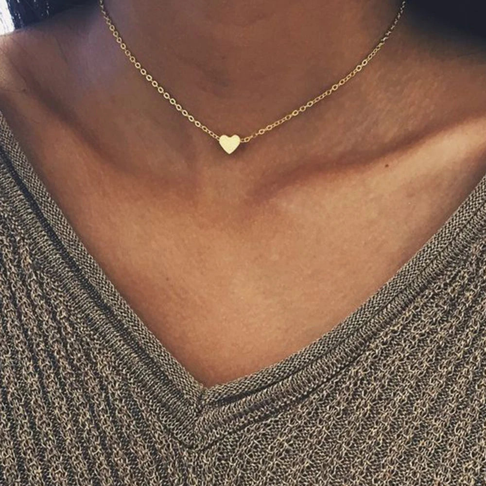 EManco Dainty Trendy  Stainless Steel Women Love Heart Shaped Pendant Fashion Jewelry Necklaces for Women