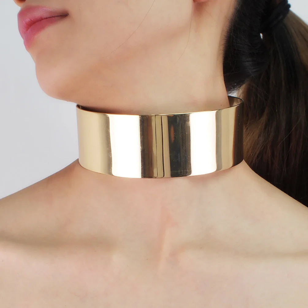 Statement Exquisite Gold Plated Necklace Big Collar Necklace Fashion Punk Choker Necklace for Women
