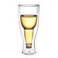 Madou 350ML Double Wall High Borosilicate Glass Beer Glass Novel Hopside and Upside down Bottle Shaped 350ml