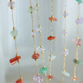 Boho Bohemian 18K Pvd Gold Plating Bead Chain Turquoise Rose Quartz Raw Healing Crystal Statement Stainless Steel Chain Necklace