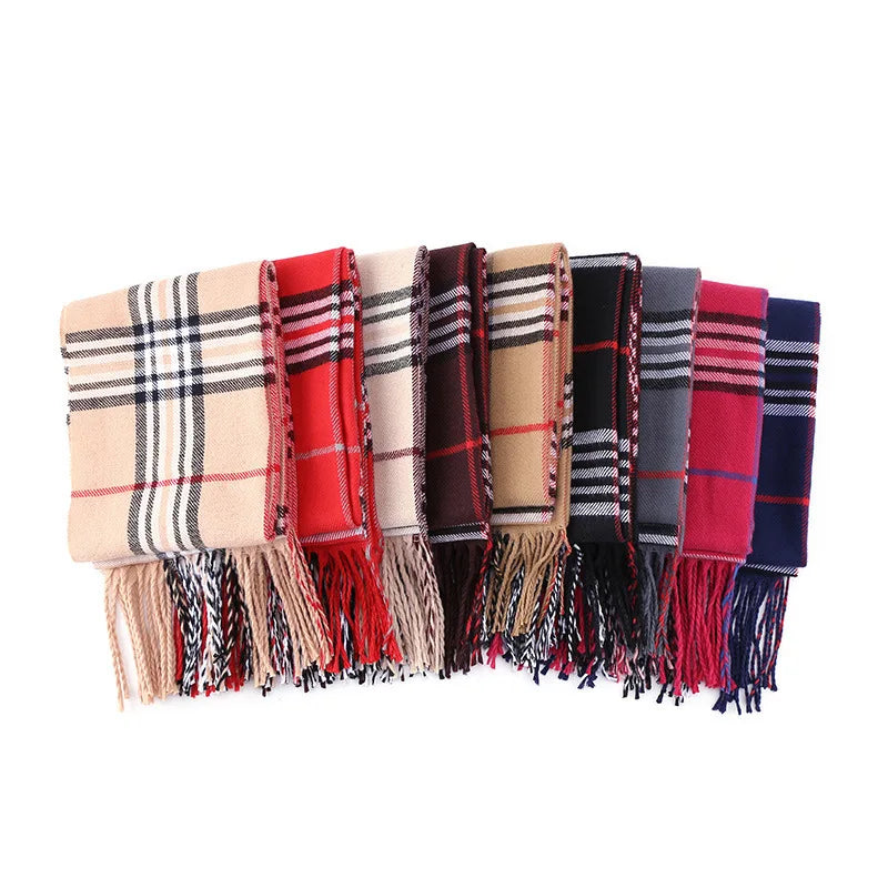 Wholesale Fashion Stylish Winter Warm Scarf for Man Camel Luxury Plaid Thick Custom Heavy Men Cashmere Scarf