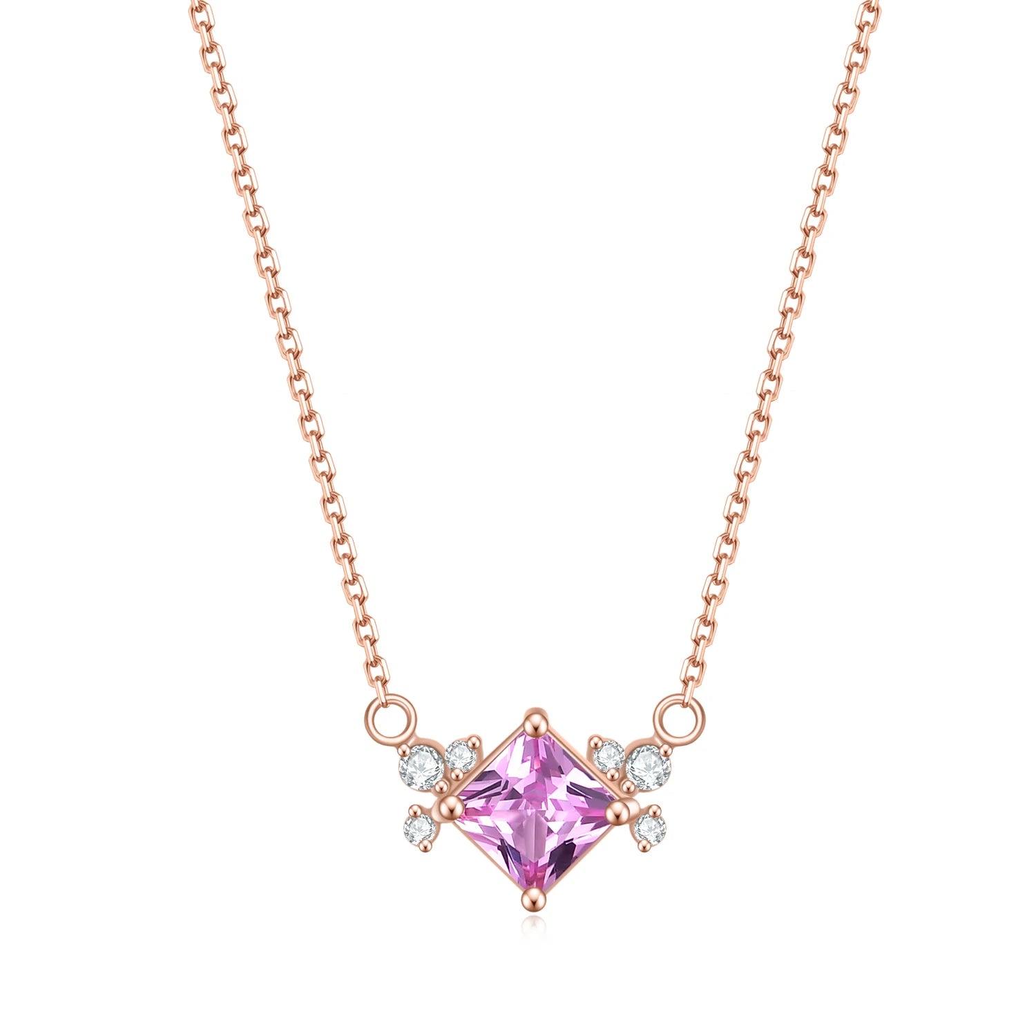 OL1015 Abiding Jewelry Factory Custom Square Cut 5X5mm Lab Pink Sapphire 925 Sterling Silver Gold Plated Pendants for Necklace