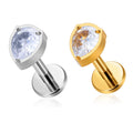 G23 ASTM F136 Titanium Teardrop Shape Nose Stud Earrings Zircon Inlay Labret 16G Ear Stud Ear Tragus Body Piercing Jewelry