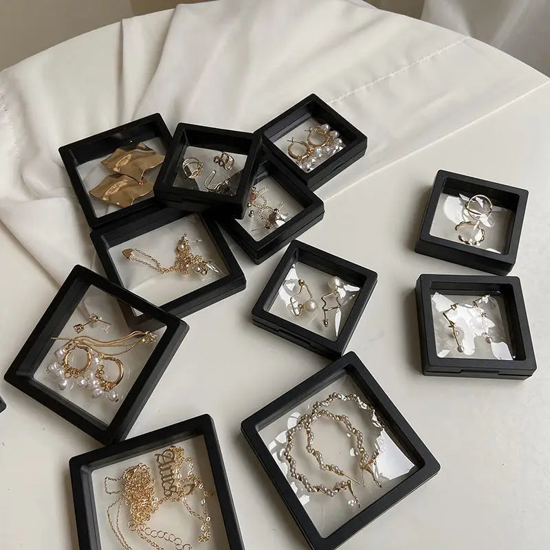 Clear PE Film Suspension Gift Packaging 3D Square Floating Frame Jewelry Display Case Jewelry Box for Display