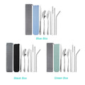 Wholesales Hot Selling Camping Travel Silverware Stainless Steel Cutlery Flatware Set in Black Green Blue Case
