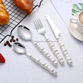Modern Ceramic Handle Pearl Shape Stainless Steel Cutlery Knife Fork and Spoon Set for Wedding and Business Gifts