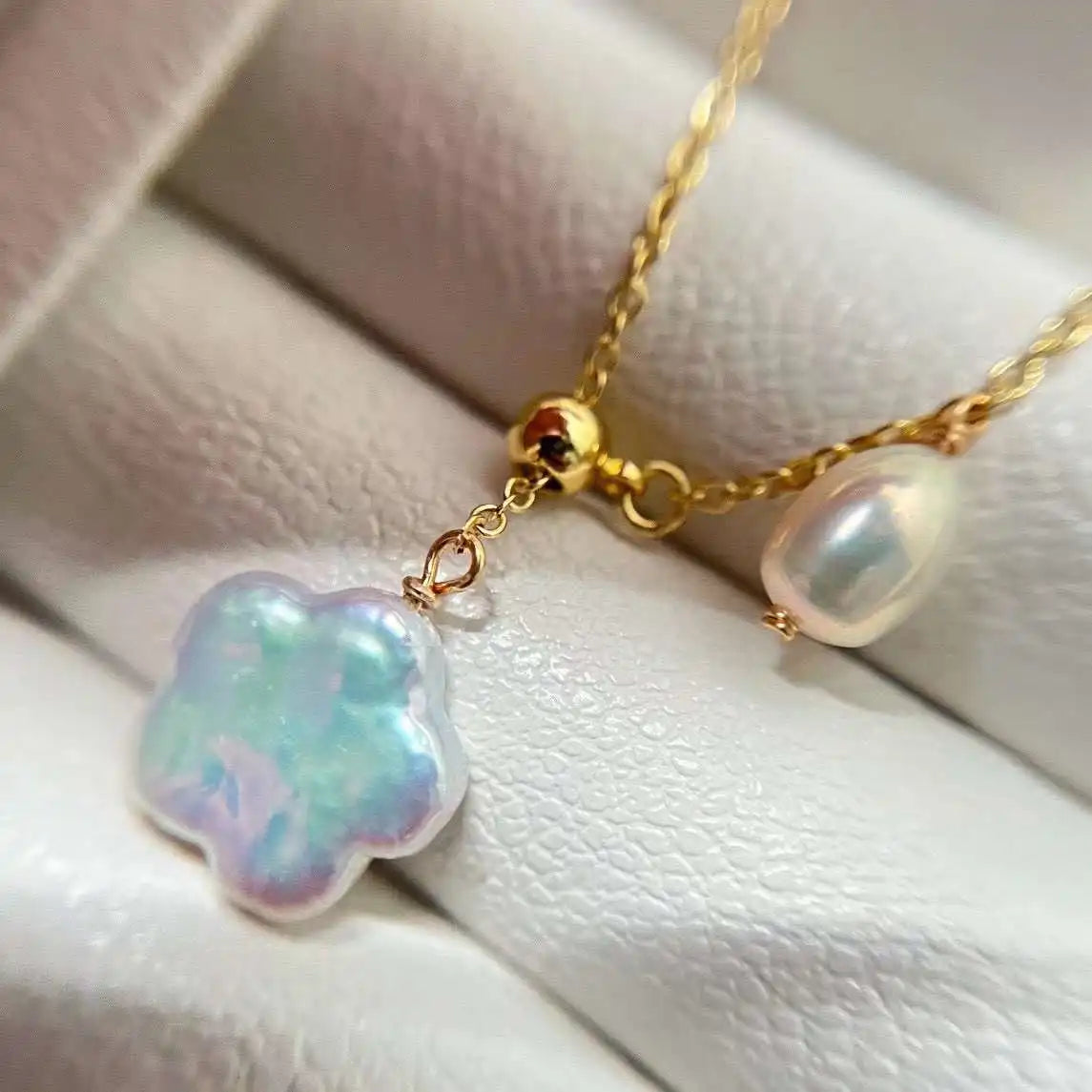 Wholesale Special Price Women's Gold Plated Link Chain plum Blossom Collarbone Necklace Natural Strong Light Freshwater Pearl