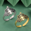 Myshape Ancient Greek Mythology Medusa Ring Adjustable Goddess Half Face Open Ring Stainless Steel Jewelry