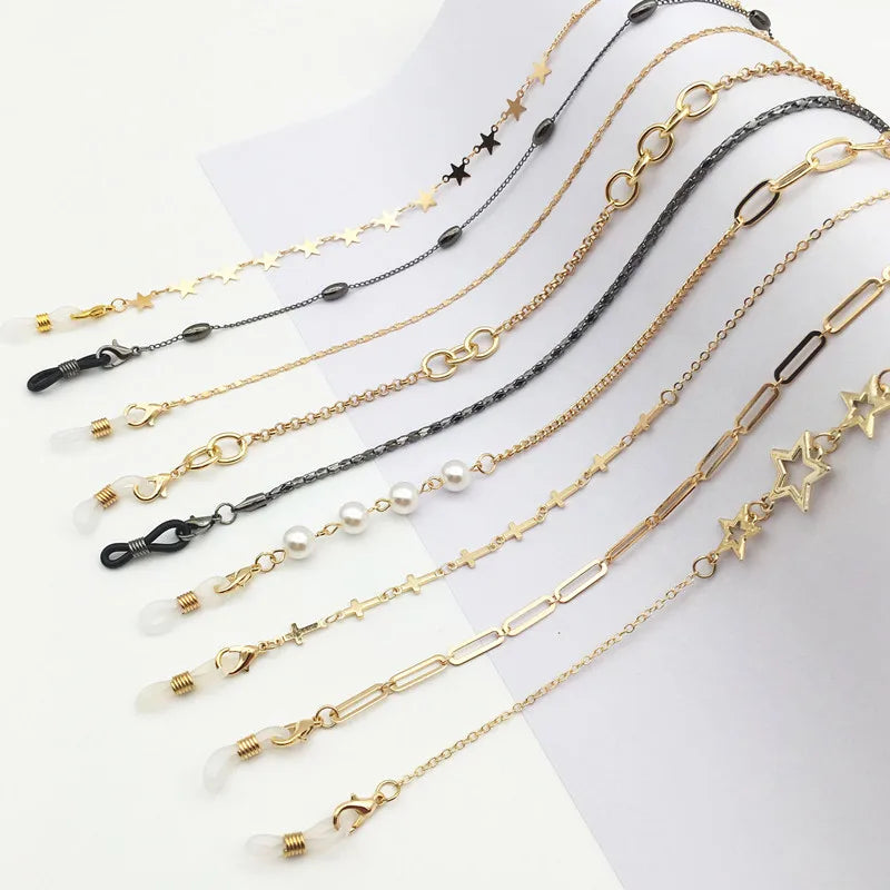 Fashionable Copper Iron Metal Sunglass Retainers Convenient Accessory Reading Glasses Eyeglass Cord Lanyard Beaded Chains