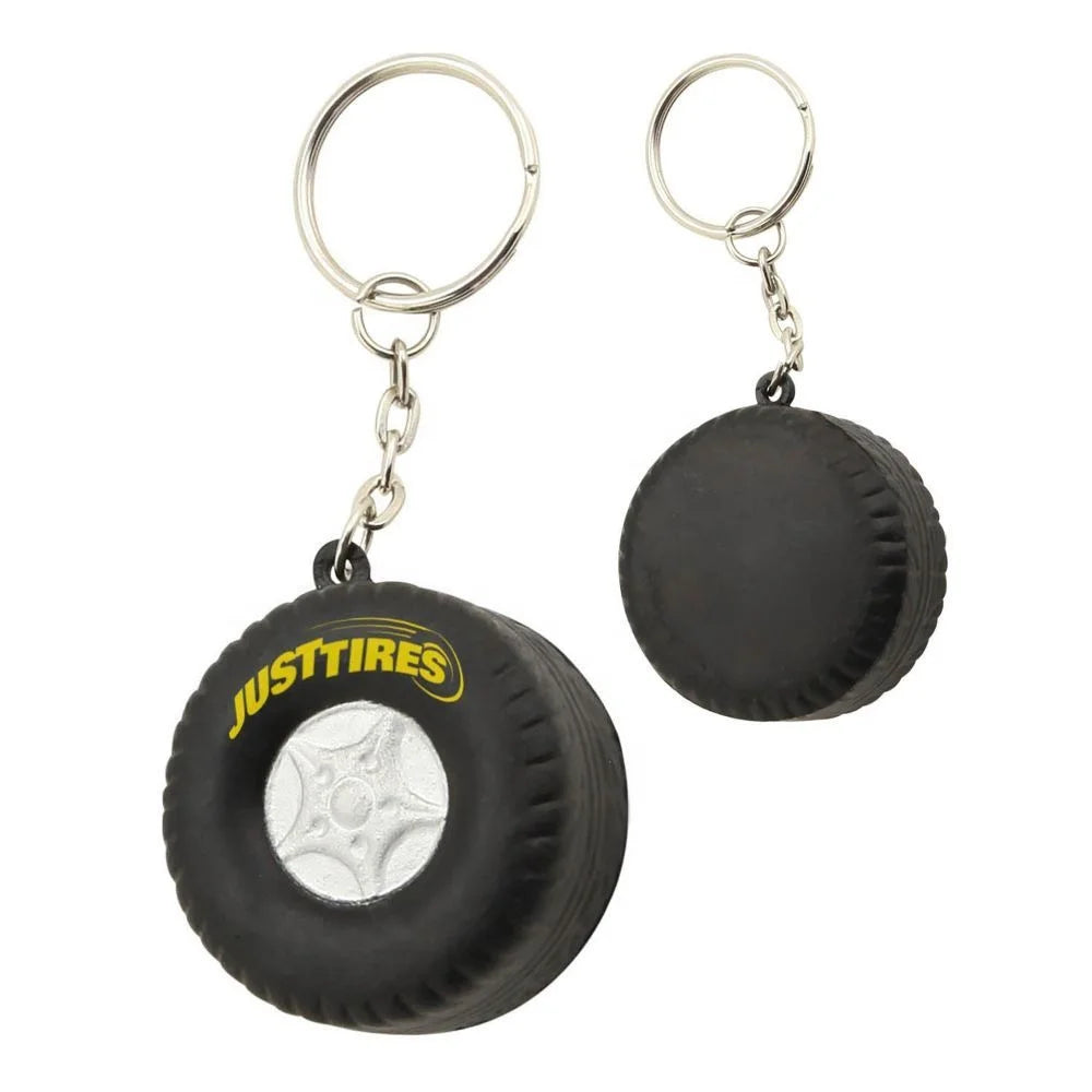 Promotional PU Foam Stress Tyre Key Ring Custom Logo Promotional Gifts SKR005 Stress Relieve Ball Stress Tyre Key Ring in Stock
