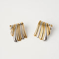 High Polished Geometric Jewelry Women Personality Stainless Steel Wing Rectangle Stud Earrings