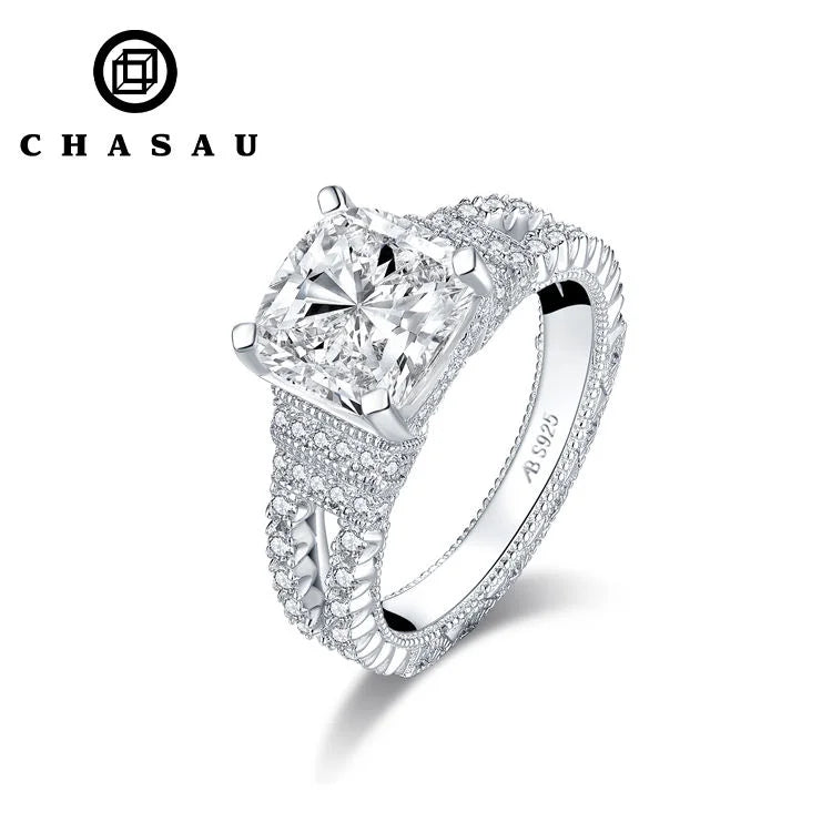 Hot Sell Bridal Luxury 3 Carat CZ Cubic Zircon Ring 925 Sterling Silver Simple Classic Wedding Rings for Women