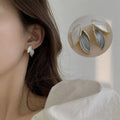 Minimalist Earrings Jewelry S925 Silver Needle Earrings Blue White Leaf Stud Earrings for Women