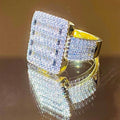 Big Square Shape Princess Stone Micro Pave Set Jewelry Zircon Finger Fine Ring for Men