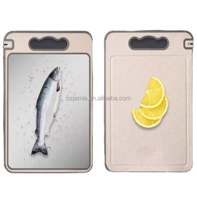 Double-Sided Stainless Steel Cutting Board with Integrated Knife Sharpener Kitchen Plastic Tool
