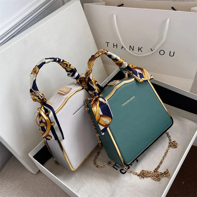 Factory Wholesale Handbags 2026 Hot Chain Shoulder Silk Scarf for Girl Bag Square Box Handbag Young Ladies Luxury Bags for Women MegaBDM