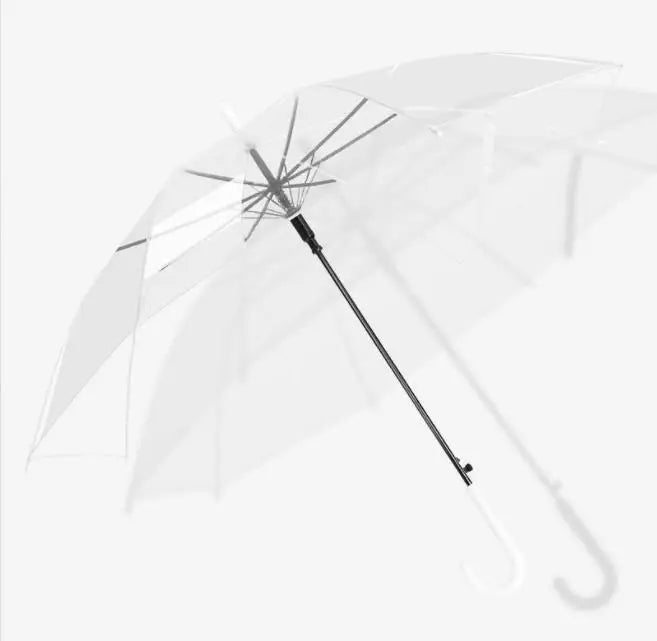Transparent PVC Long Handle Straight Umbrella Candy-Colored 8 Bone Rain Cover for Travel Manual Control Clear Sun Protection