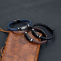 New Fashion Design Genuine Leather Bracelet 316L Stainless Steel Wrap Men Vintage Real Leather Bracelet YSMB00182