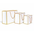 Biodegradable Art Paper Jewelry Packaging Bags with Drawstring Closure Gold and White Colors Custom Printed Logo