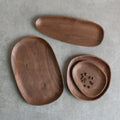 Custom Luxury Unique Irregular Oval Home Decor Kitchen Restaurant Dinner Wooden Walnut Plate