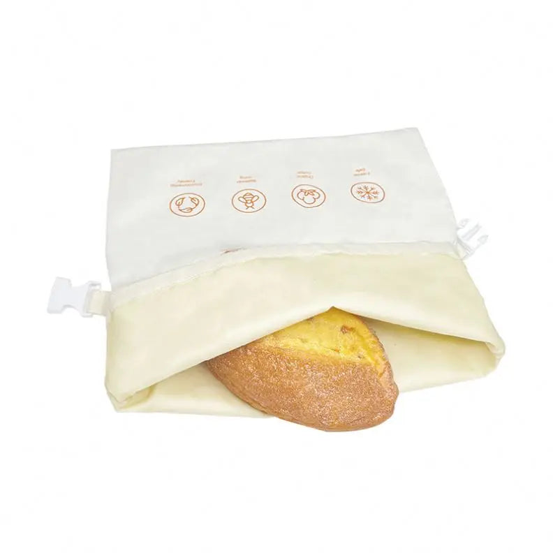 Custom Printed Eco-Friendly Cotton Bread Zipper Bag New Design with Beeswax Cloth Liner and Folding Style