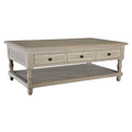 Light Gray Weathered White Double-Tier Storage Coffee Table