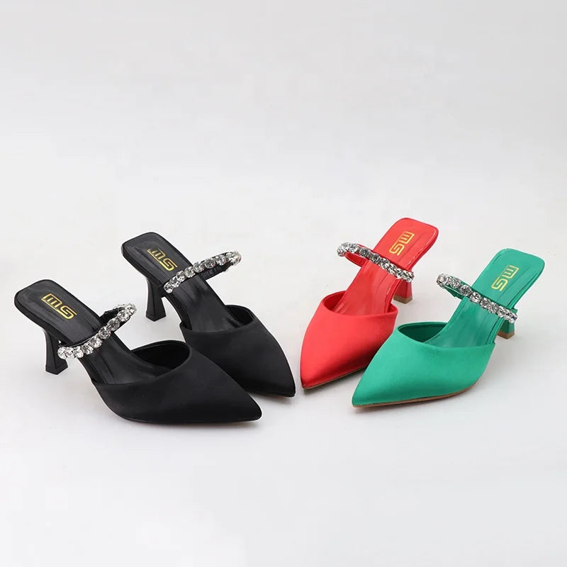 S Fashion Trend Pointed Stiletto High Heels Women Shoes Plus Size Slippers Party Wedding Women Pumps Ladies Heeled Sandals