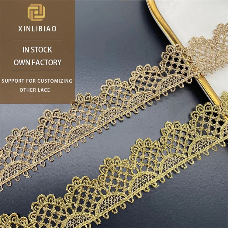 Gold bar Code Lace Ethnic Children's Dress Clothing Accessories Home Soft Decoration Hollow Embroidery Lace