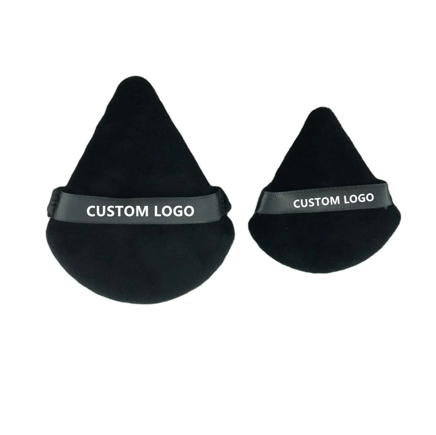 Wholesale Custom Logo Cotton Microfiber Washable Heart Facial Triangle Powder Puff Makeup Sponge Set Smooth Application