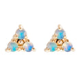 Gemnel Luxury Jewelry 925 Sterling Silver Tri Opal Gemstone 18k Gold Stud Earrings