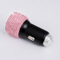 Bling Rhinestones Fast Charging Crystal Car Adapter Dual USB Car Charger Car Decoration Charger