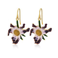 YBO Luxury Women's 18K Gold Plating Flower Lily Pendant Drop Earrings 925 Sterling Silver Trendy Jewelry Weddings Parties Gifts