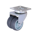 Wear Resistant Pulley Trolley Flat Bottomed Casters With Brake 2 Inch Gray TPR Silent TPR Twin Wheel