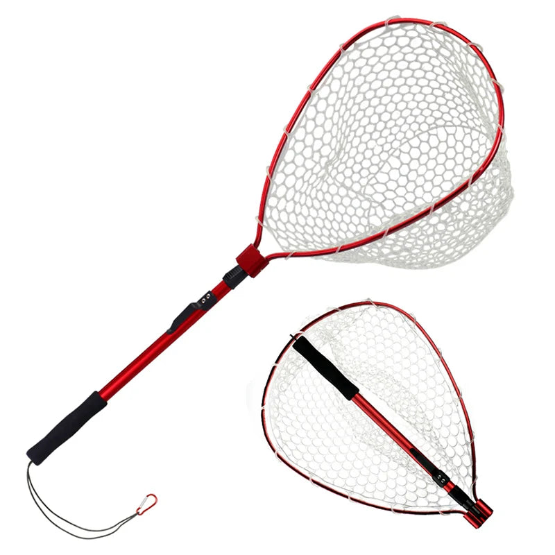 WEIHE SP008D Landing Net Aluminium Alloy Pole and Frame Silicone Net Pesca EVA Handle Anti-lost Rope