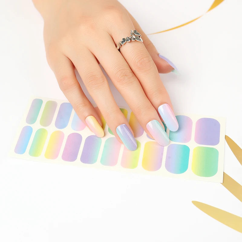 Wholesale Designs Beautiful Colorful rainbow Nail Wraps New Design Nail Art Sticker