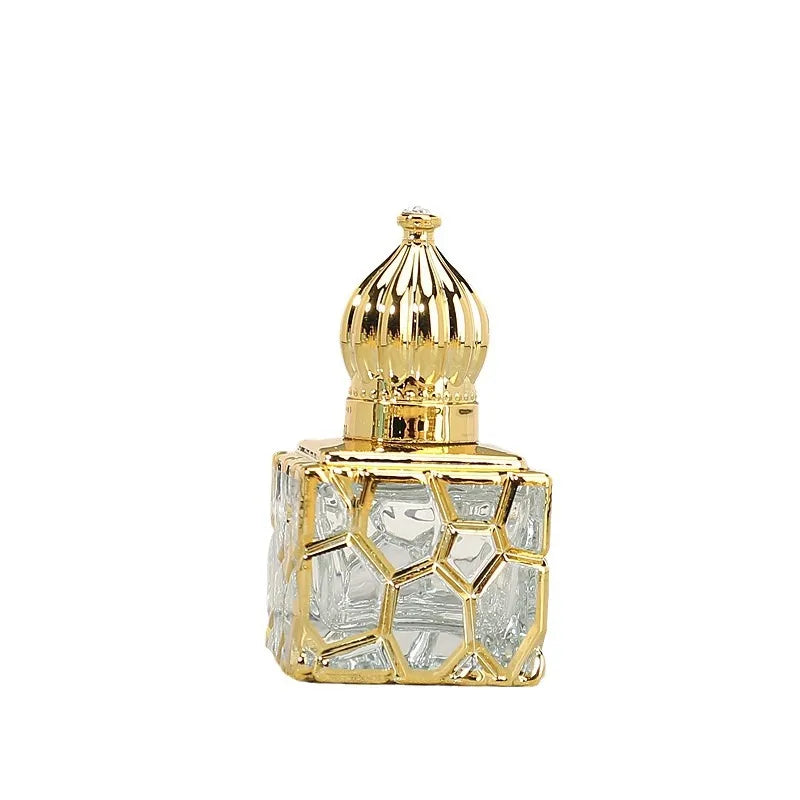 Luxury in Stock 10ml Gold square UV Coated Glass Roller Bottles with Glass Roller Balls