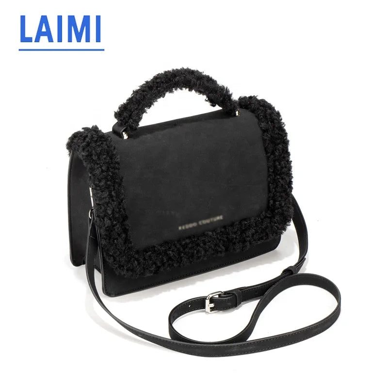 Wholesale Custom logo Winter Bag 2024 Purses and Handbags Women Leather Ladies Hand Bags Plush Fur Bag