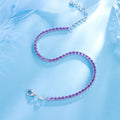 Elegant Jewelry Cubic Zirconia Rhodium Plated S925 Sterling Silver Wedding Party Purple Round 2.5mm Tennis Bracelet for Women