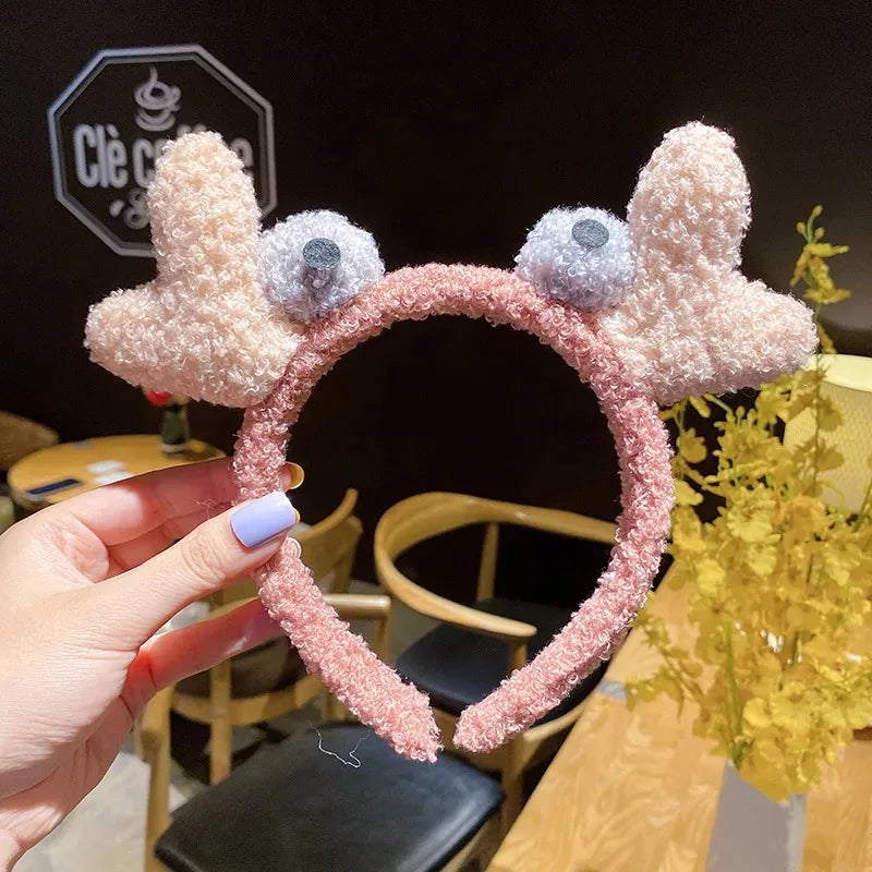 New Cute Animals Crab Pink Style Hairband Three-Dimensional Plush Rabbit Ears Headband for Children Girls Hair Accessories