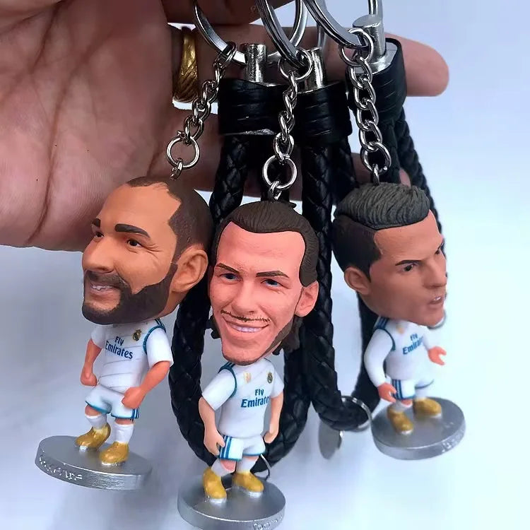 Football Fans Football Star Doll C Romese Neymar Azalle Vamba Peruys Pendant Key Chain