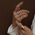RS1053 Waterproof 18k Gold Plated Stainless Steel Snake Shape Rings for Women 2022