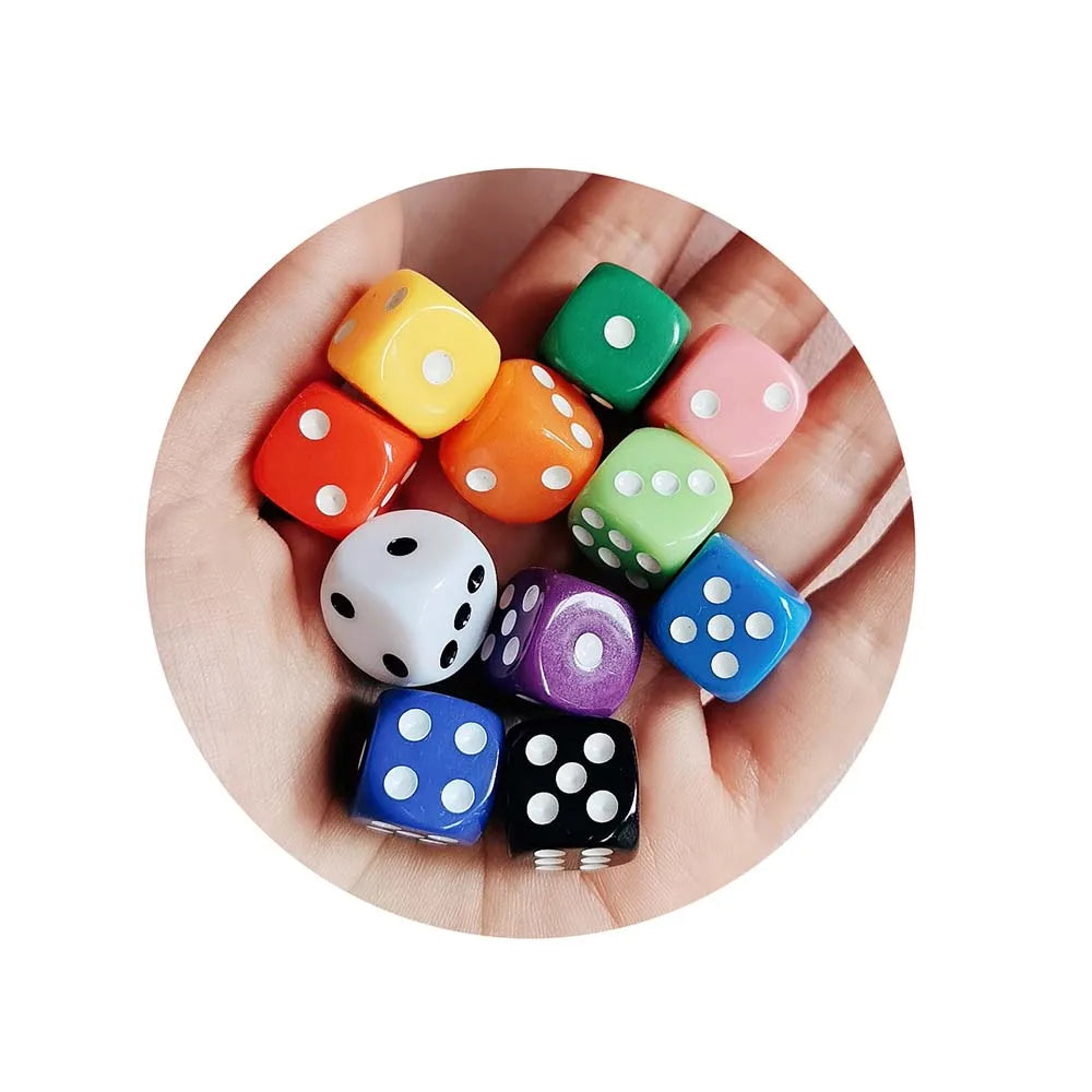D6 Dice 14mm 6 Sided Multi Colors Acrylic Rounded Edges Dice for Table Board Game Drink Partyeads