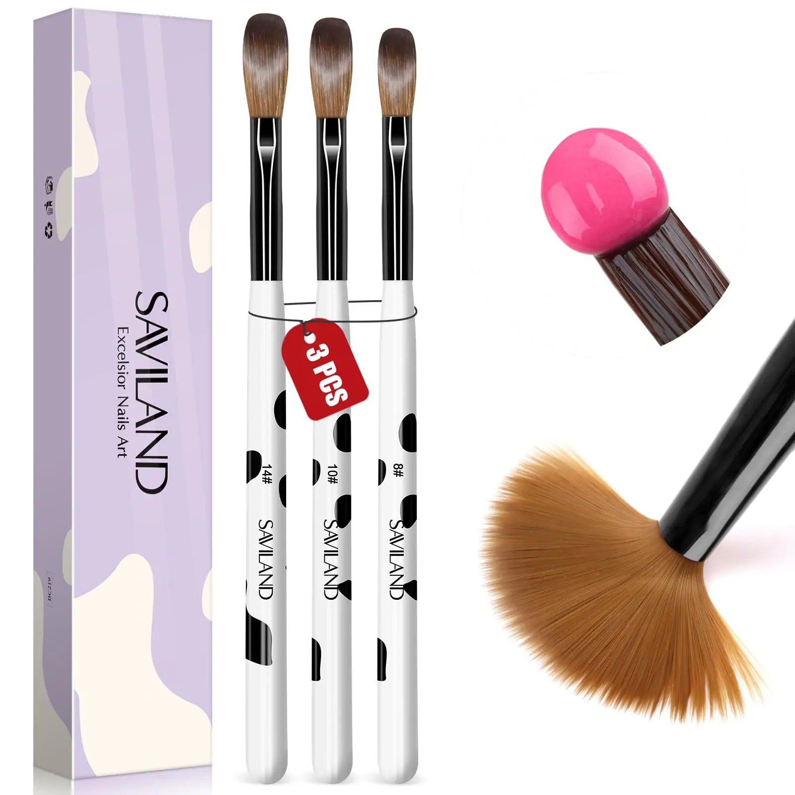 OEM ODM Customization Set of Size 8/10/14 Acrylic Nail Brushes for Acrylic Application